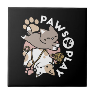 Carreau Conception de chats mignons et joueurs – Art de pa