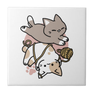 Carreau Conception de chats mignons et joueurs – Art de pa