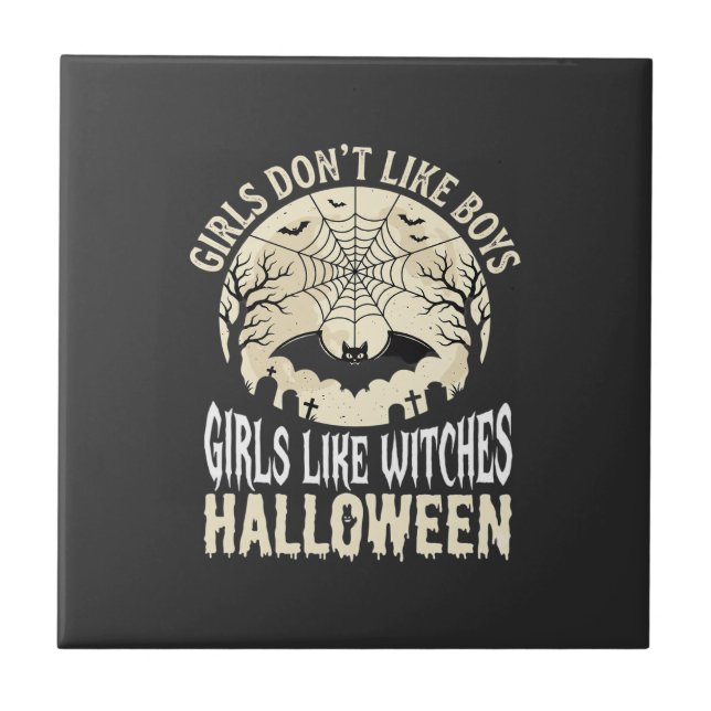 Carreau Conception de chauve-souris d'Halloween pour fille (Devant)