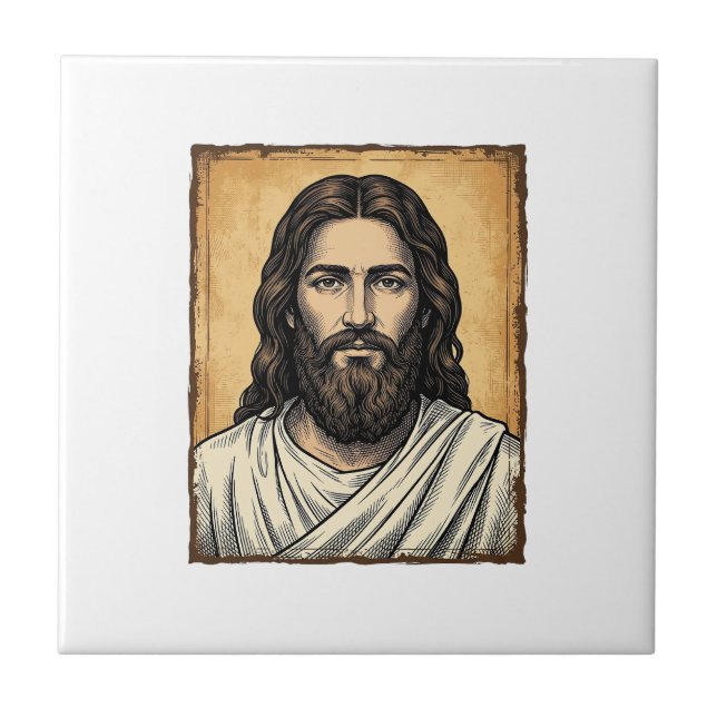 Carreau Conception de chemise à portrait religieux gravé v (Devant)