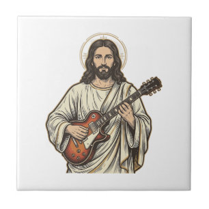 Carreau Conception de chemise avec gravure de guitariste s