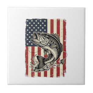 Carreau Conception de chemise de drapeau américain de pêch