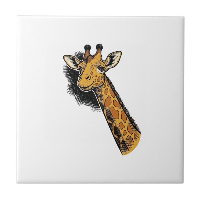 Carreau Conception de chemise de girafe mignonne gravée vi (Devant)