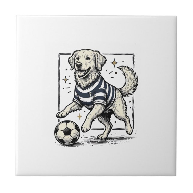 Carreau Conception de chemise de gravure de chien de footb (Devant)
