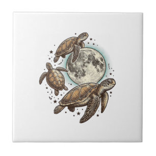 Carreau Conception de chemise de gravure de tortue de mer