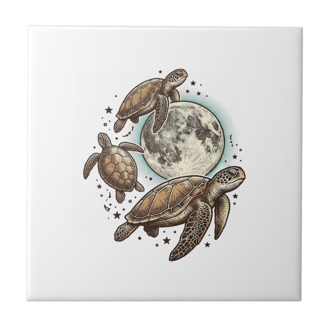 Carreau Conception de chemise de gravure de tortue de mer  (Devant)