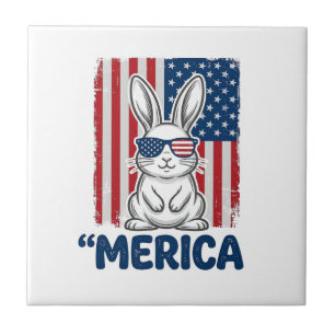 Carreau Conception de chemise de lapin patriotique Vintage