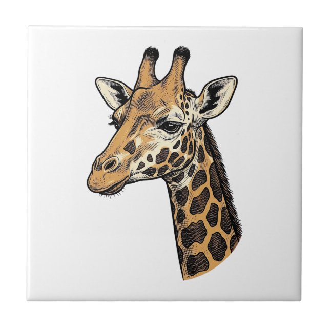Carreau Conception de chemise de portrait de girafe gravur (Devant)
