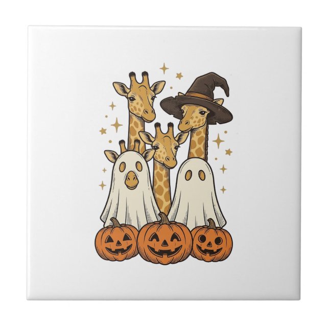 Carreau Conception de chemise fantôme de girafe de Hallowe (Devant)