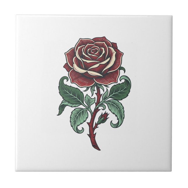 Carreau Conception de chemise florale de rose gravée vinta (Devant)