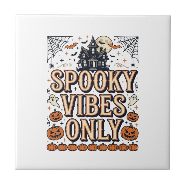 Carreau Conception de chemise Halloween vintage Spooky Vib (Devant)