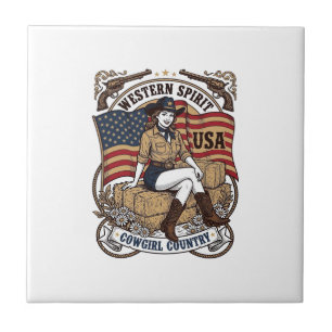 Carreau Conception de chemise patriotique de cowgirl occid