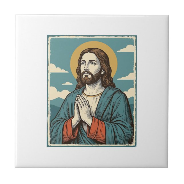 Carreau Conception de chemise religieuse Sauveur priant vi (Devant)