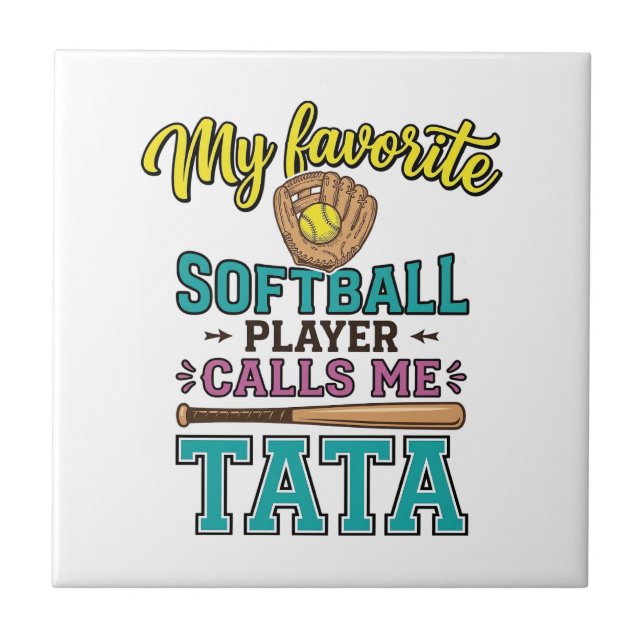 Carreau Conception de chemise TATA Mon joueur de softball  (Devant)