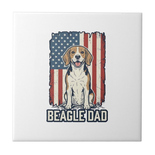 Carreau Conception de chien de gravure vintage patriotique (Devant)