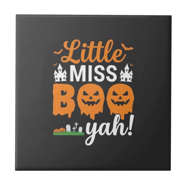Carreau Conception de citrouille Little Miss Boo Yah Hallo (Devant)