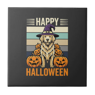 Carreau Conception de citrouille vintage Halloween Golden