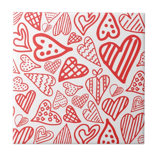 Carreau "Conception de coeur tiré à la main | Whimsical et (Devant)
