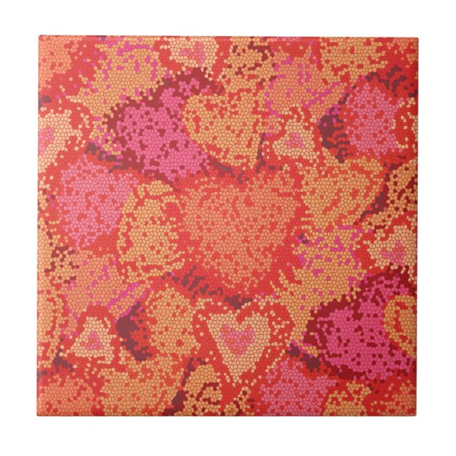 Carreau Conception de coeurs en mosaïque mignonne (Devant)