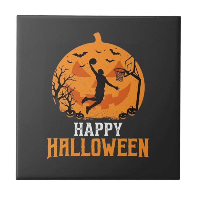Carreau Conception de dunk de basket-ball Halloween citrou (Devant)