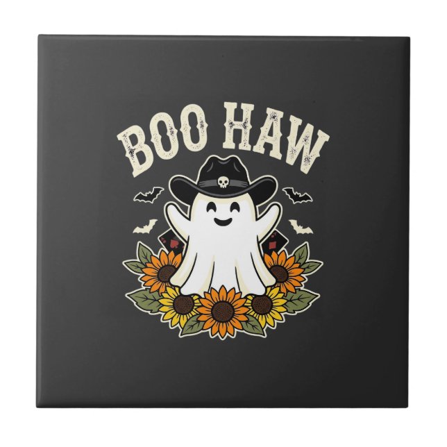 Carreau Conception de fantôme Halloween occidental Boo Haw (Devant)