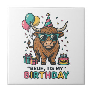Carreau Conception de fête d'anniversaire drôle de vache d