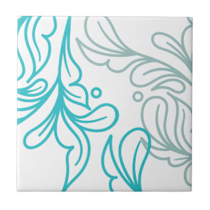 Carreau Conception de feuilles Boho turquoise et gris