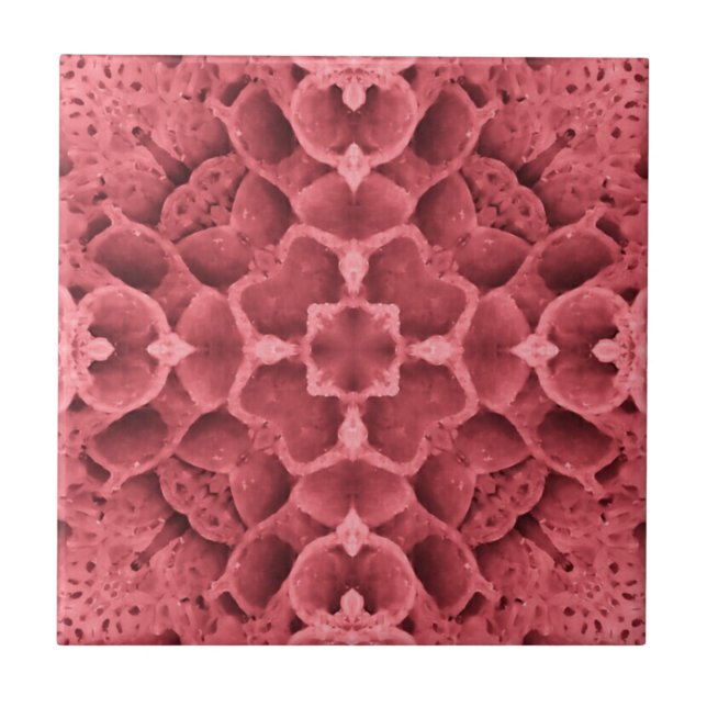Carreau Conception de fleur de coin géométrique rose en ni (Devant)