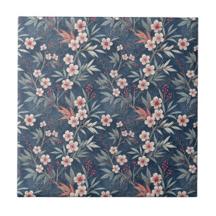 Carreau Conception de fleurs de cerisier japonais rose vin