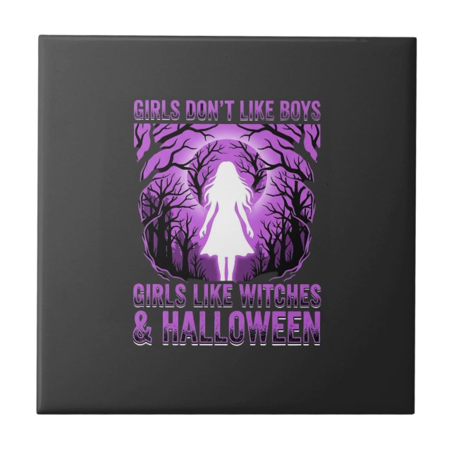 Carreau Conception de Halloween pour filles comme des sorc (Devant)