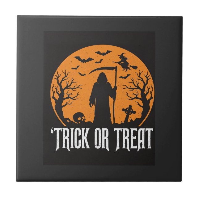 Carreau Conception de la Faucheuse pour Halloween Trick or (Devant)