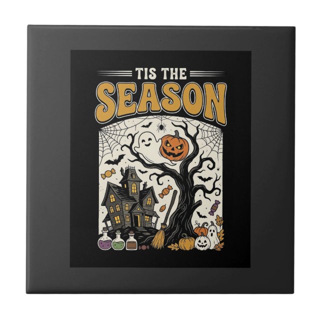 Carreau Conception de maison hantée Halloween c'est la sai (Devant)