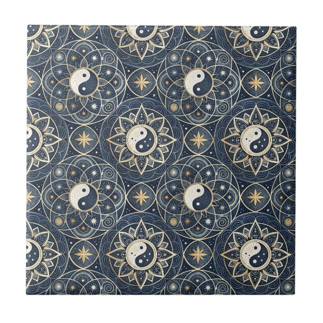 Carreau Conception de Mandala d'Harmonie Céleste Yin Yang (Devant)