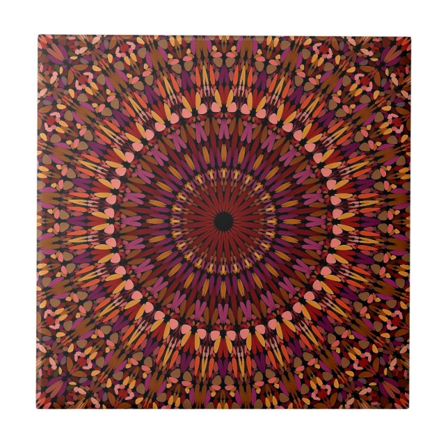 Carreau Conception de mandala marron floral (Devant)