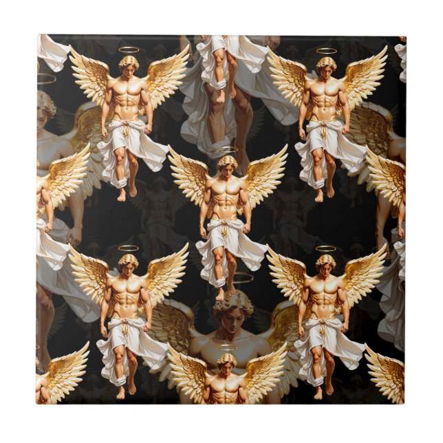 Carreau Conception de motif d'anges dorés célestes  (Devant)