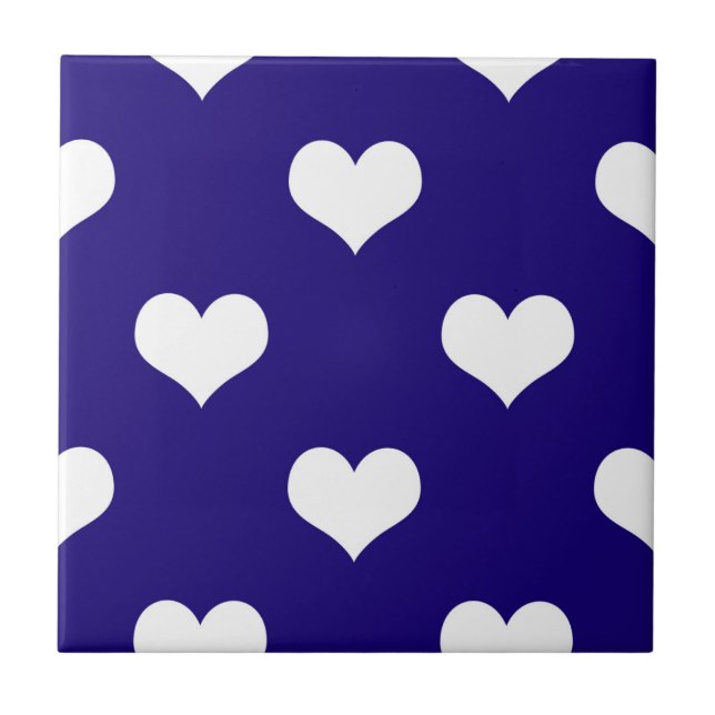 Carreau Conception de motif de cœur d'amour blanc bleu  (Devant)