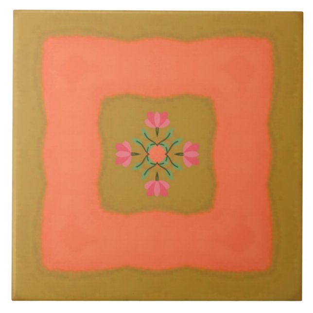 Carreau conception de motif de fleur de mandala (Devant)