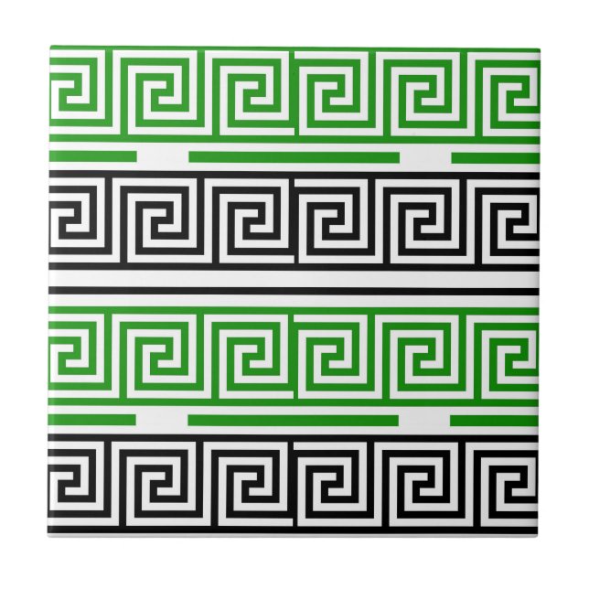 Carreau Conception de motif de frise à clé grecque noire v (Devant)