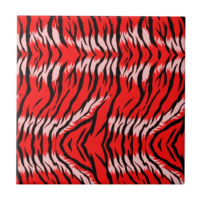 Carreau Conception de motif de peau d'animal Tigre Rouge  (Devant)