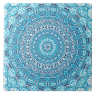 Carreau Conception de motif mandala bleu et blanc