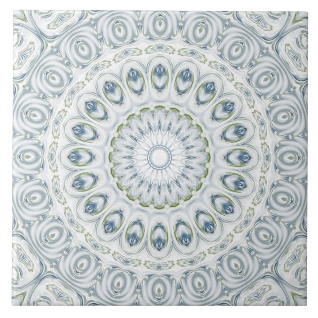 Carreau Conception de motif mandala bleu et vert serein (Devant)