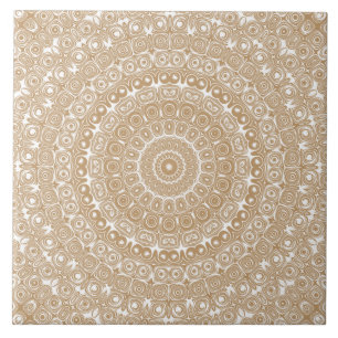Carreau Conception de motif mandala marron chameau