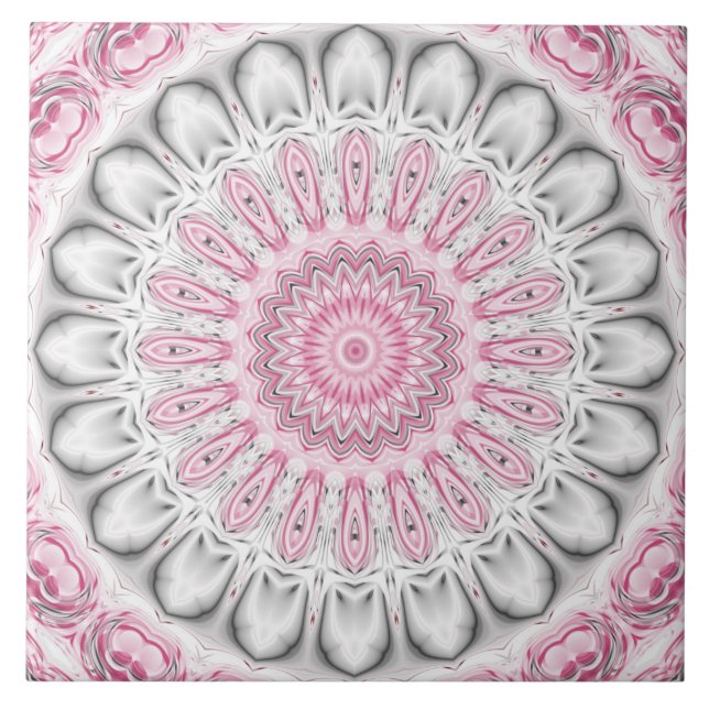Carreau Conception de motif mandala rose et blanc (Devant)