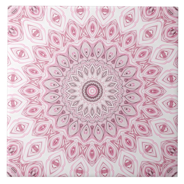 Carreau Conception de motif mandala rose et blanc (Devant)