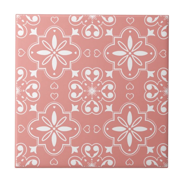 Carreau Conception de motif méditerranéen moderne Rose cor (Devant)