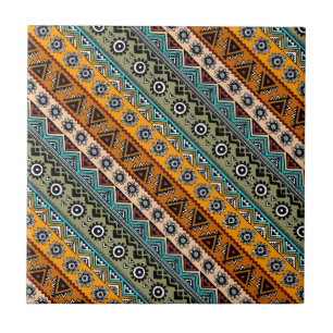Carreau Conception de motifs aztèques ethniques colorés