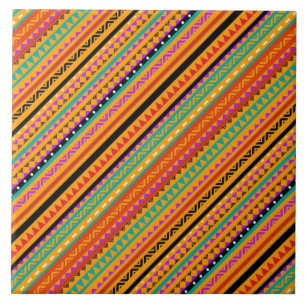 Carreau Conception de motifs aztèques natifs colorés migno