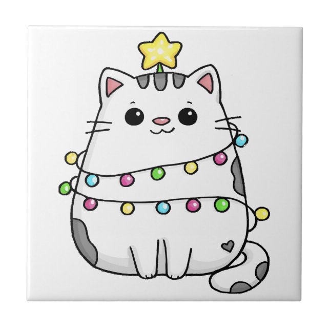 Carreau Conception de Noël de chat mignon  (Devant)