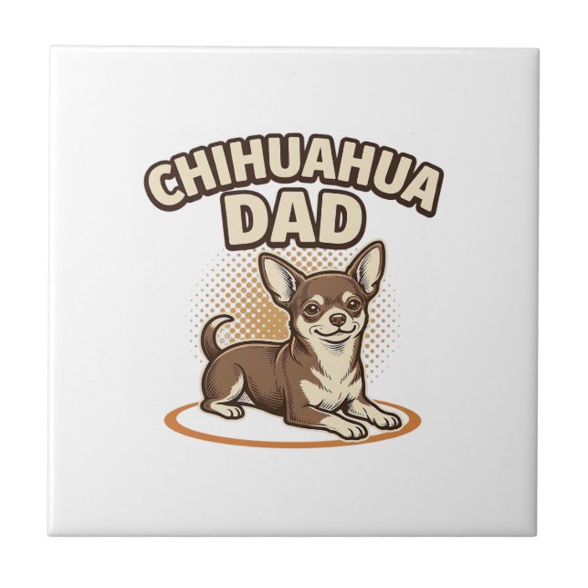Carreau Conception de papa Chihuahua Gravure vintage pour  (Devant)