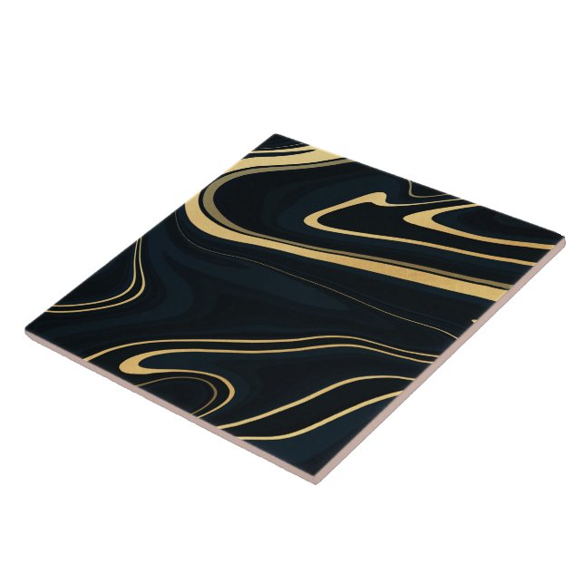 Carreau Conception de peinture Liquide Retro Blue Gold Swi (Côté)